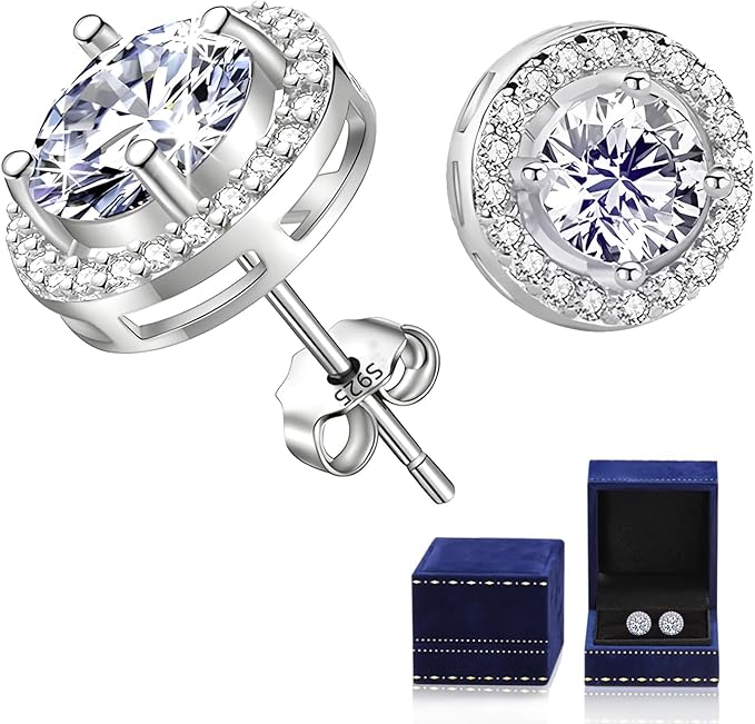 Moissanite Stud Earrings 0.5 1 Carat Lab Created Diamond 925 Sterling Silver Plated with 18K