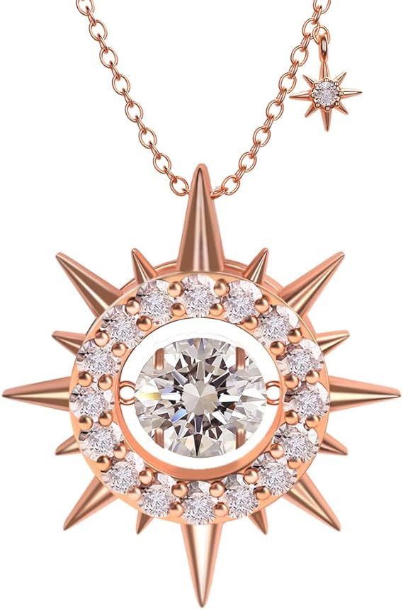 Women's Moissanite Necklace, Pendant, Lab-Grown Diamond, 18K Rose Gold Plated, Gold Necklace, Men's Necklace, Jewelry Gift.