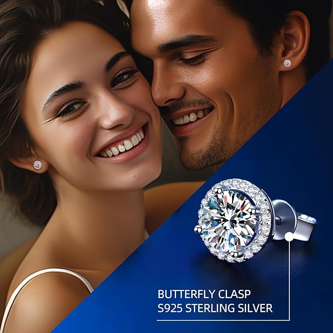 Moissanite Stud Earrings 0.5 1 Carat Lab Created Diamond 925 Sterling Silver Plated with 18K