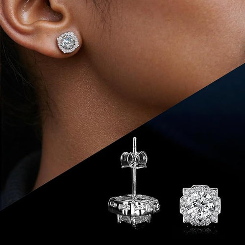 Moissanite Stud Earrings 0.5 1 Carat Lab Created Diamond 925 Sterling Silver Plated with 18K