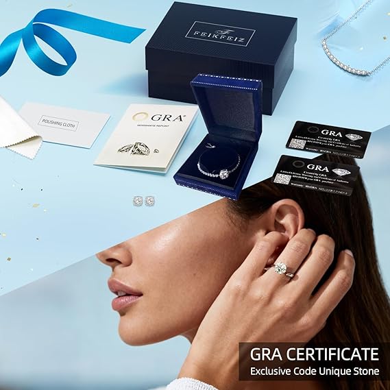 Women's Moissanite Ring, 1.5CT Lab-Created Diamond, 925 Silver with 18K White Gold Plating, Adjustable Open Silver Ring, Engagement Ring, Jewelry Gift.