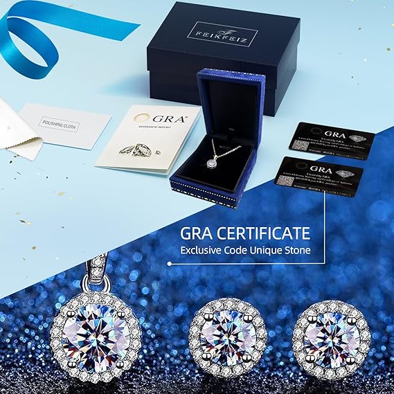 Women's Moissanite Necklace, 1CT Moissanite Diamond Pendant, Lab-Grown, Rhodium-Plated, Silver Necklace with Single Gemstone, Comes with Gift Box.