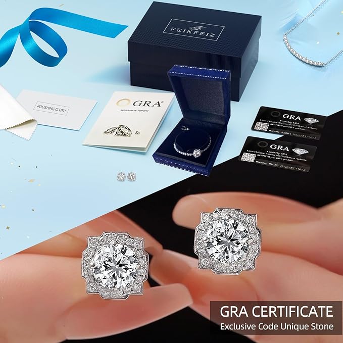 Moissanite Stud Earrings 0.5 1 Carat Lab Created Diamond 925 Sterling Silver Plated with 18K