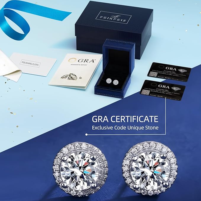 Moissanite Stud Earrings 0.5 1 Carat Lab Created Diamond 925 Sterling Silver Plated with 18K