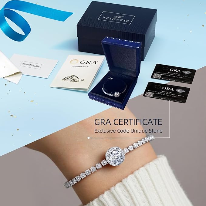 Moissanite tennis bracelet, 2CT 8mm lab-created moissanite diamonds, rhodium-plated, adjustable silver and white gold bracelet for women, stylish, jewelry gift.