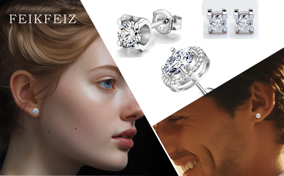 Moissanite Stud Earrings 0.5 1 Carat Lab Created Diamond 925 Sterling Silver Plated with 18K