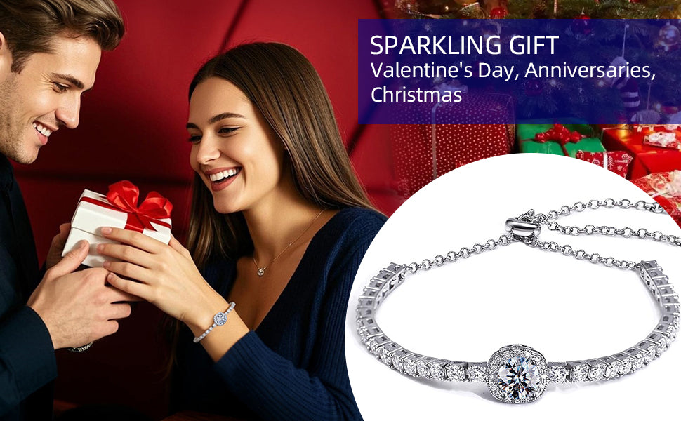 Moissanite tennis bracelet, 2CT 8mm lab-created moissanite diamonds, rhodium-plated, adjustable silver and white gold bracelet for women, stylish, jewelry gift.