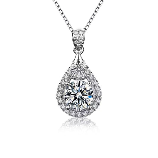 FEIKFEIZ 2CT waterdrop moissanite necklace D color VVS1 teardrop pendant