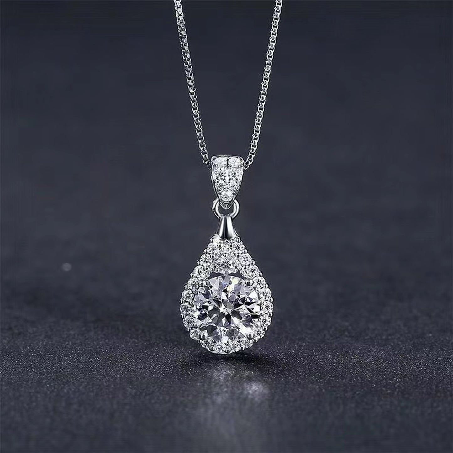 rhodium plated moissanite necklace lead free nickel free jewelry