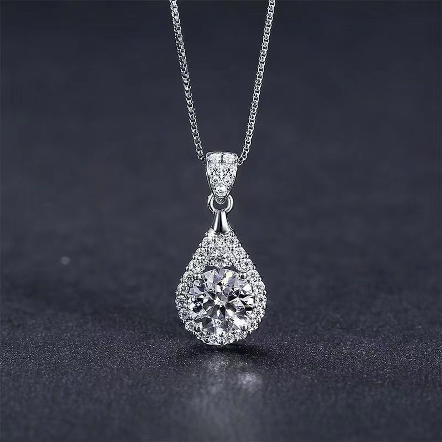rhodium plated moissanite necklace lead free nickel free jewelry