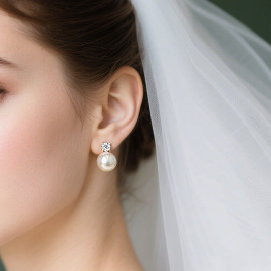 lab-created moissanite pearl stud earrings elegant jewelry gift