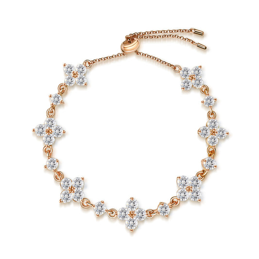 FEIKFEIZ clover moissanite bracelet 34 stones rose gold