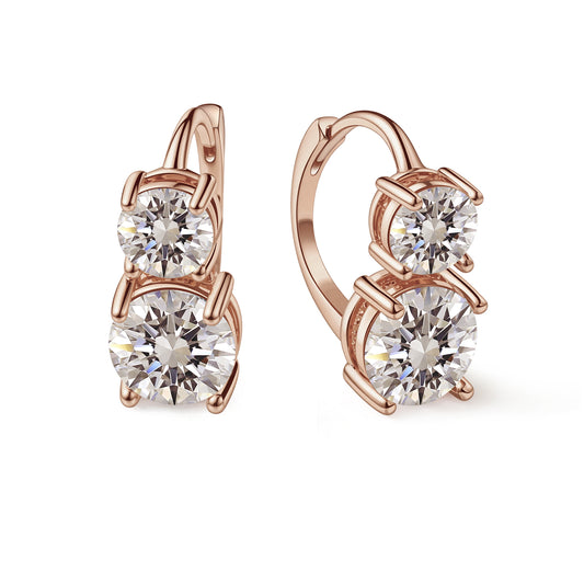 FEIKFEIZ double stone moissanite earrings 1CT 2CT rose gold