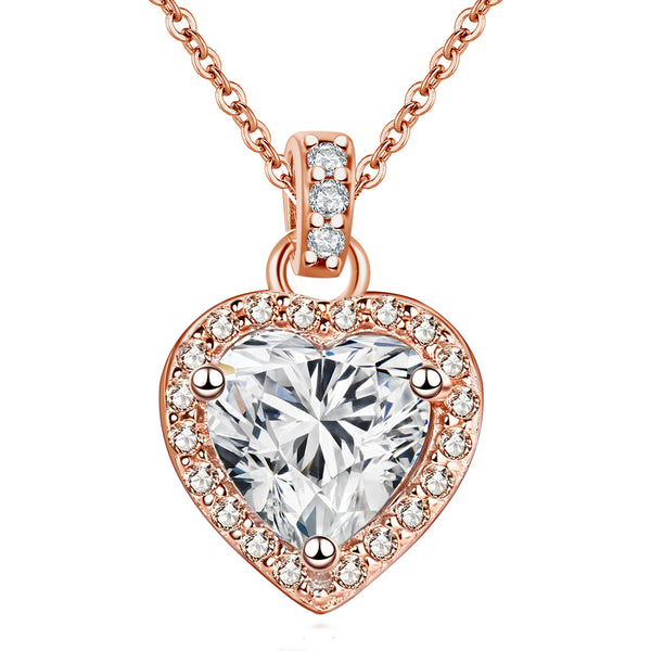 FEIKFEIZ heart shaped moissanite necklace 2CT rose gold pendant