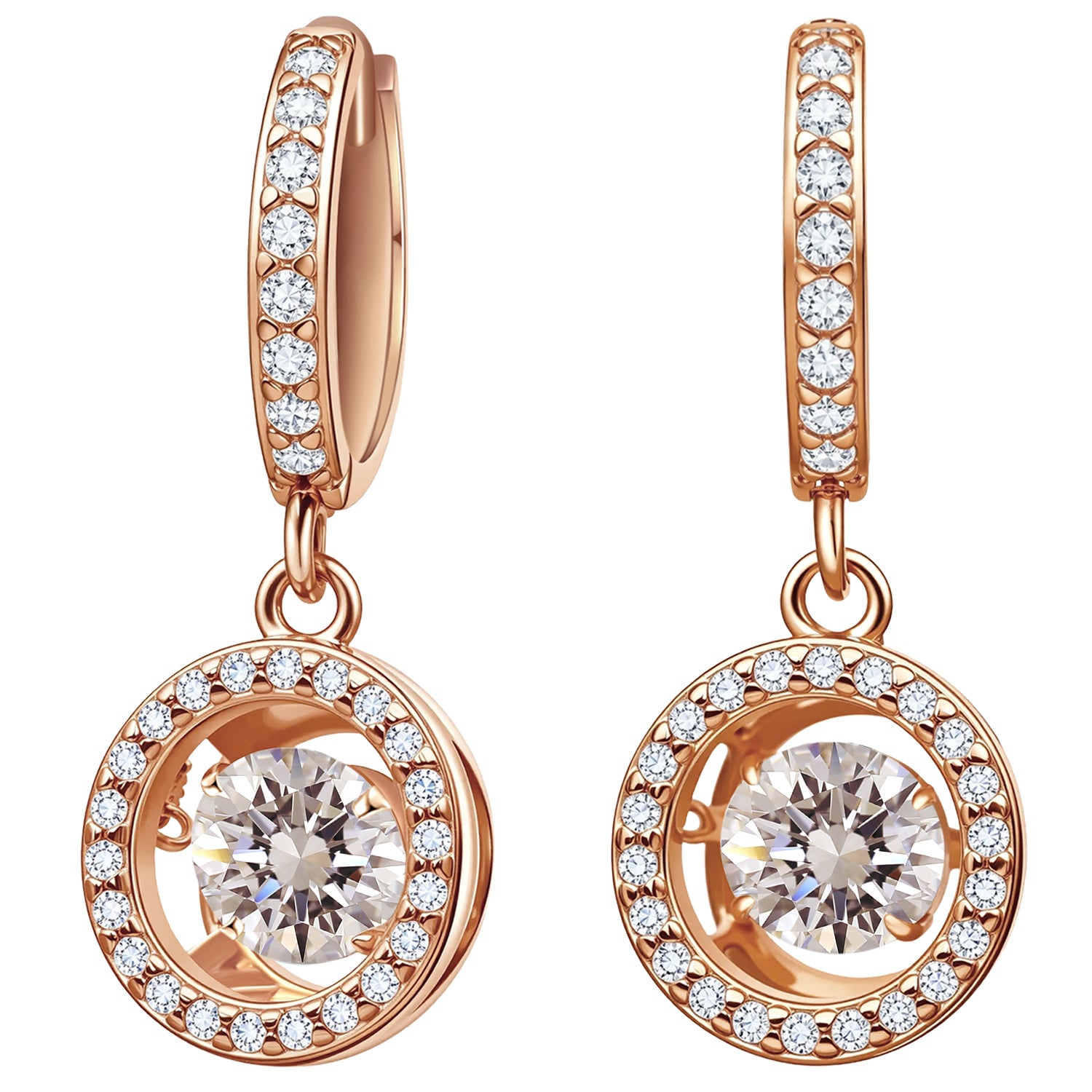 Women's Moissanite Pendant Earrings, 0.8CT Moissanite Diamonds, Lab-Created, 18K Rose Gold Plated, Fashion Stud Earrings, Jewelry Gift.