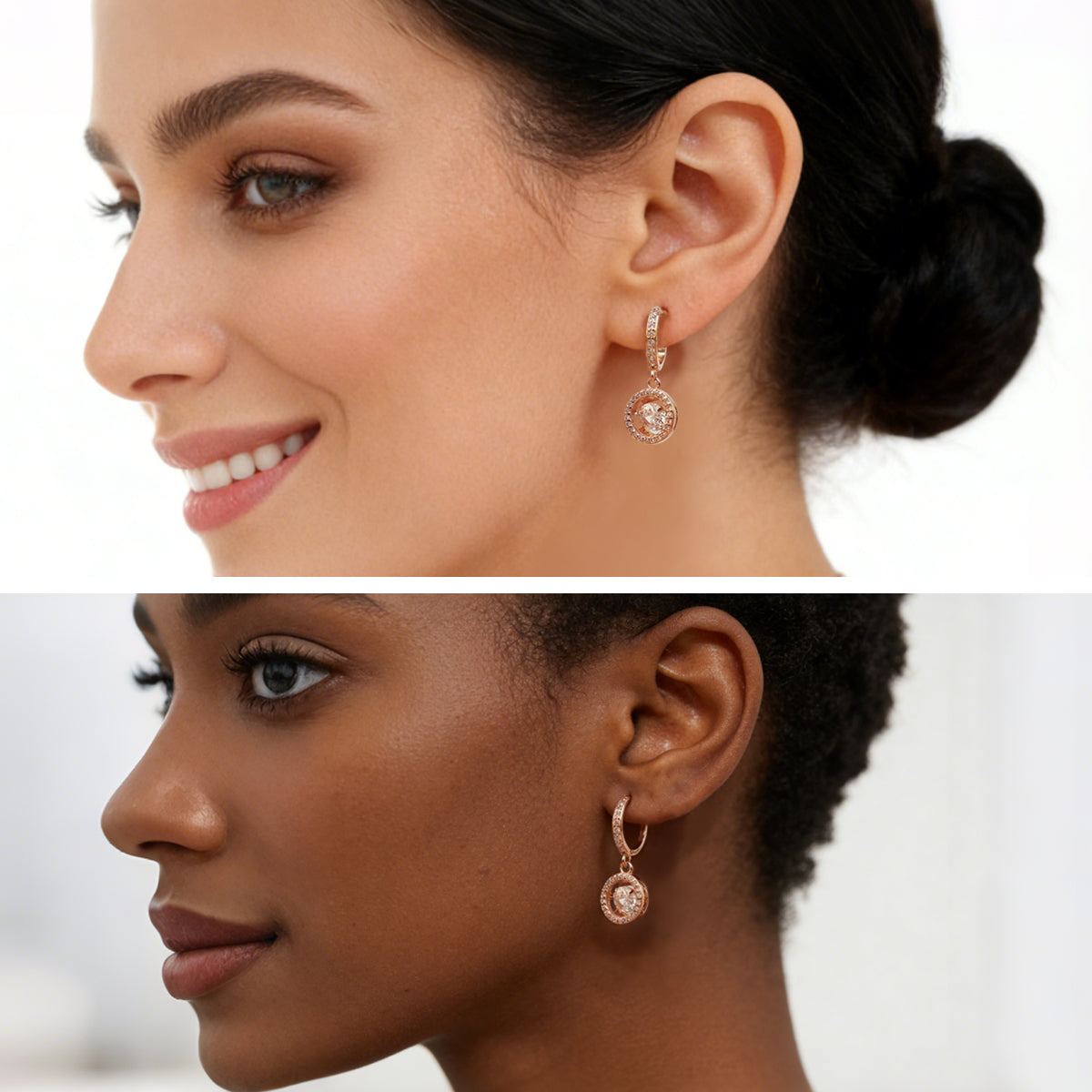 Women's Moissanite Pendant Earrings, 0.8CT Moissanite Diamonds, Lab-Created, 18K Rose Gold Plated, Fashion Stud Earrings, Jewelry Gift.