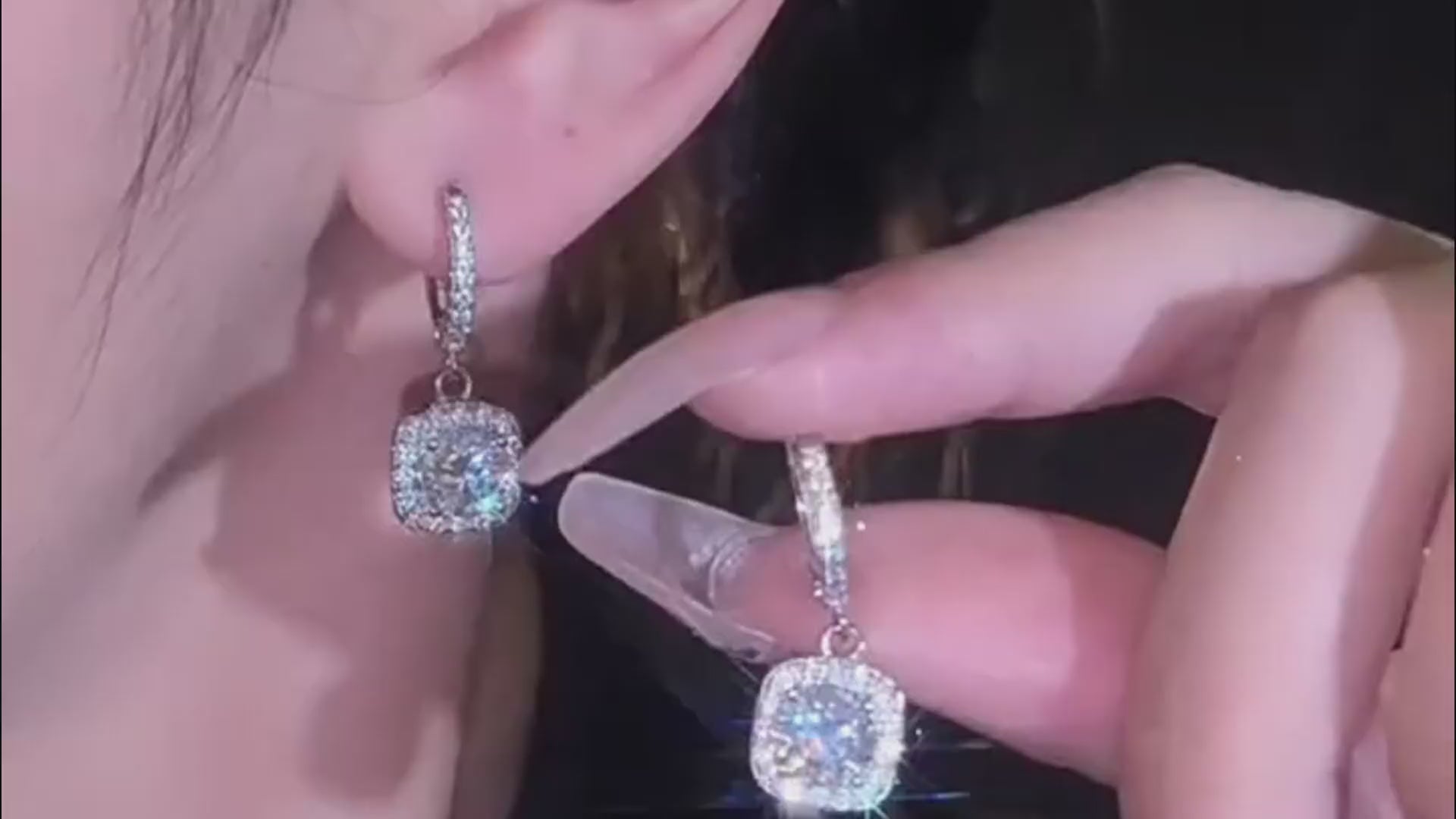 Women's Moissanite Pendant Earrings, 1CT Moissanite Diamonds, Lab-Created, Rhodium-Plated, Silver Earrings Studs, Jewelry Gift.