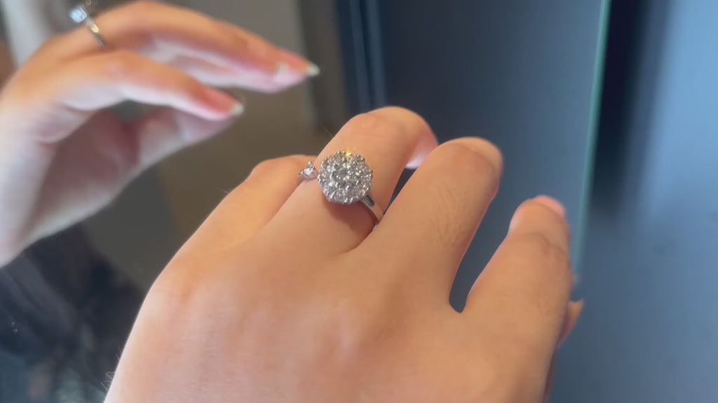 Damen-Moissanit-Ring, 925 Silber mit 18K Weißgold plattiert, im Labor hergestellter Moissanit-Diamant, verstellbarer offener Silberring, Verlobungsring, Schmuckgeschenk.