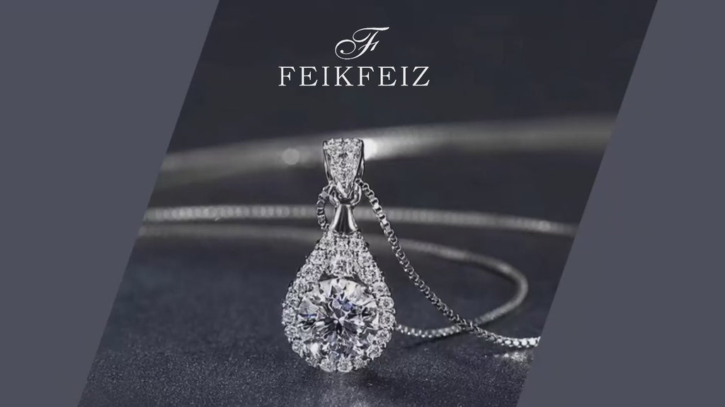 Women's Moissanite Necklace, 2-Carat Lab-Grown Diamond Pendant, Rhodium-Plated, Silver Necklace with Single Gemstone, Comes with Gift Box.